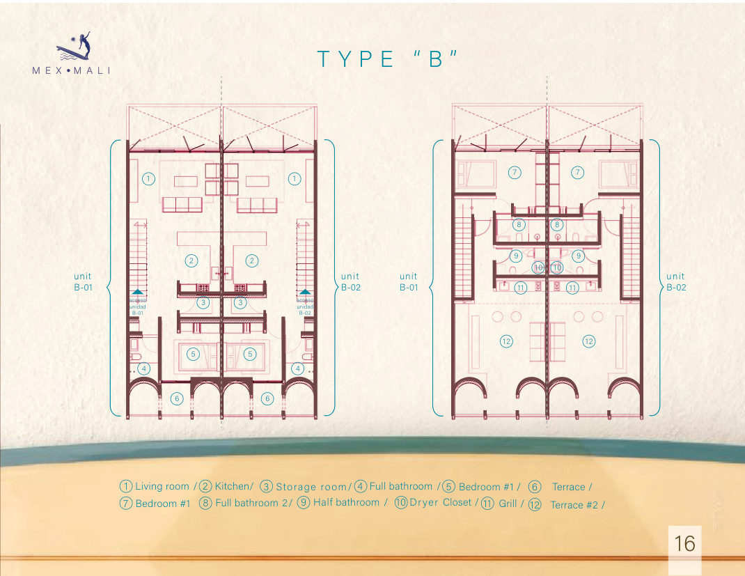 Plano arquitectónico de la Residencia TYPE B