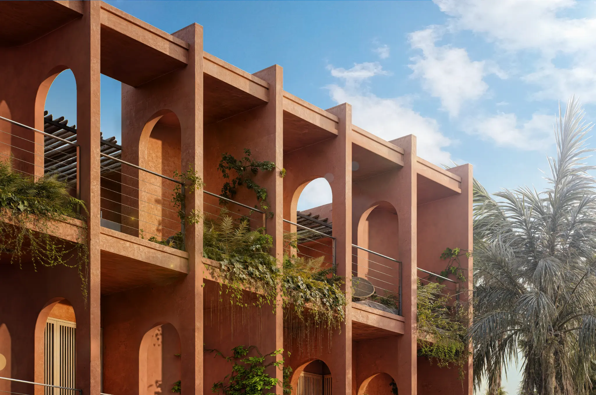 Fachada de las cuatro residencias MEX MALI